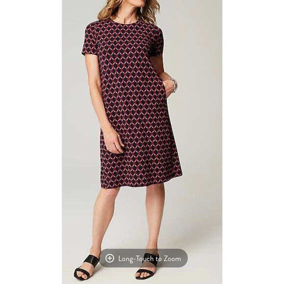 J. Jill Womens Wearever Collect T Shirt Dress Size XL Petite Mod Geo Navy Blue - Picture 2 of 9